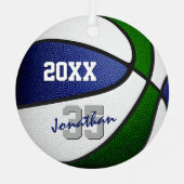 Blaues grünes Basketballteam färbt Teenager Ornament Aus Metall (Rückseite)