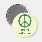 Blaues grünes Friedenszeichen, beginnt mit meinen  Magnet (Vorderseite/Rückseite)