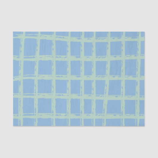 Blaues, grünes Hand gemaltes Zwirn-Musterpapier Seidenpapier (Vorderseite)