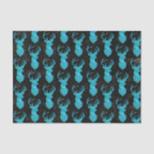 Blaues grünes Hirsch mit schwarzem Hintergrund Seidenpapier (Vorderseite)