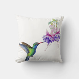 Blaues Grünes Hummingvogel mit violetten Blumen Kissen