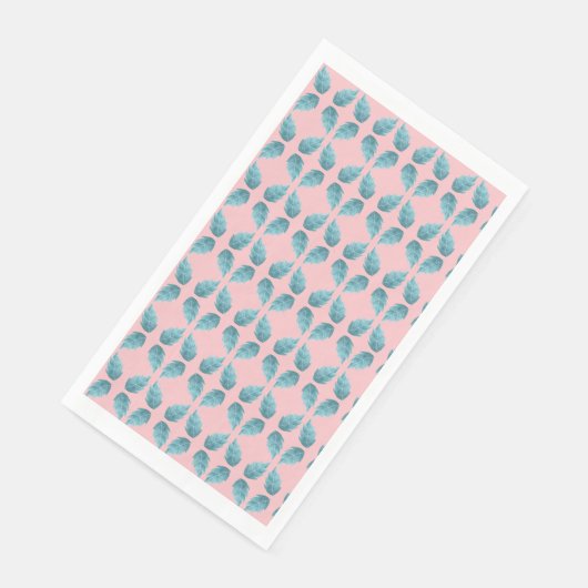 Blaues grünes Leaf - Botanisches Muster Serviette (Ecke)