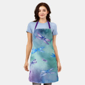 Blaues, grünes Lila Muster Schürze (Getragen)