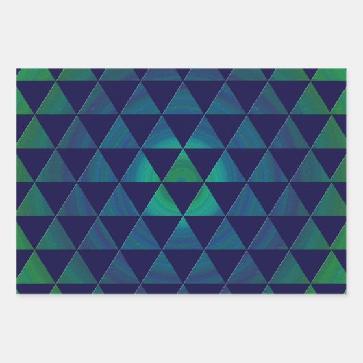 Blaues grünes Mandala Geometrisches Dreieck Geschenkpapier Set (Vorderseite 2)