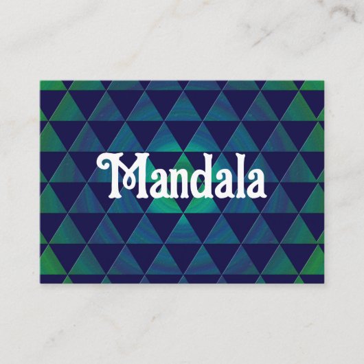Blaues grünes Mandala geometrisches Dreieck-Muster Visitenkarte (Vorderseite)