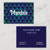 Blaues grünes Mandala geometrisches Dreieck-Muster Visitenkarte (Vorne/Hinten)