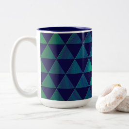Blaues grünes Mandala geometrisches Dreieck-Muster Zweifarbige Tasse