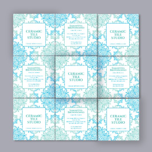 Blaues grünes, nahtloses Mosaikmuster Quadratische Visitenkarte