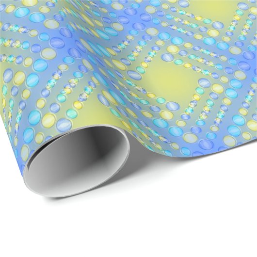 Blaues grünes Party - Luftballon Geschenkpapier (Rolleneckpunkt)