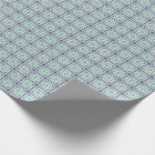 Blaues/grünes Quadrat Muster Hmong Wrapping Paper Geschenkpapier (Ecke)