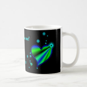 Blaues grünes Regenbogenherz mit Sternen Kaffeetasse