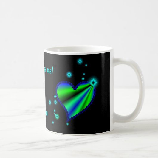 Blaues grünes Regenbogenherz mit Sternen Kaffeetasse (Rechts)
