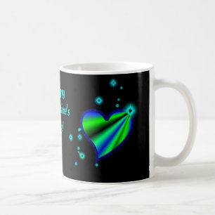Blaues grünes Regenbogenherz mit Sternen Kaffeetasse