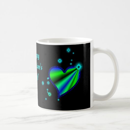 Blaues grünes Regenbogenherz mit Sternen Kaffeetasse (Rechts)