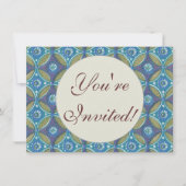 Blaues grünes Rustikales Boho Geometrisches Zirkel Einladung (Vorderseite)