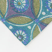 Blaues grünes Rustikales Boho Geometrisches Zirkel Fleecedecke (Ecke)