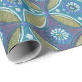 Blaues grünes Rustikales Boho Geometrisches Zirkel Geschenkpapier (Rolleneckpunkt)