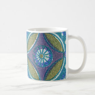 Blaues grünes Rustikales Boho Geometrisches Zirkel Kaffeetasse