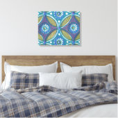 Blaues grünes Rustikales Boho Geometrisches Zirkel Leinwanddruck (Insitu (Schlafzimmer))