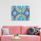 Blaues grünes Rustikales Boho Geometrisches Zirkel Leinwanddruck (Insitu (Wohnzimmer))