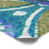 Blaues grünes Rustikales Boho Geometrisches Zirkel Poster (Ecke)