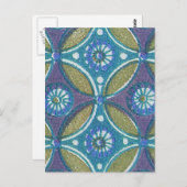 Blaues grünes Rustikales Boho Geometrisches Zirkel Postkarte (Vorne/Hinten)
