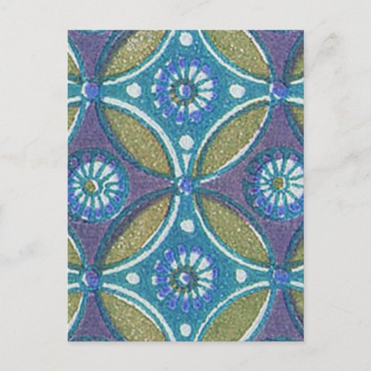 Blaues grünes Rustikales Boho Geometrisches Zirkel Postkarte (Vorderseite)