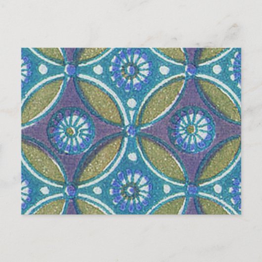 Blaues grünes Rustikales Boho Geometrisches Zirkel Postkarte (Vorderseite)
