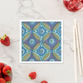 Blaues grünes Rustikales Boho Geometrisches Zirkel Serviette (Beispiel)