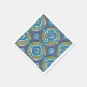 Blaues grünes Rustikales Boho Geometrisches Zirkel Serviette (Ecke)