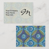 Blaues grünes Rustikales Boho Geometrisches Zirkel Visitenkarte (Vorne/Hinten)