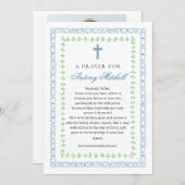 Blaues Grünes Taufgebet Einladung (Vorne/Hinten)