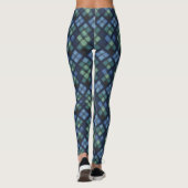 Blaues, grünes und schwarzes Tartan-Kreuzmuster Leggings (Rückseite)