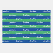 Blaues grünes Weißbuch zum Personalisierten Umschl Geschenkpapier Set (Vorderseite)