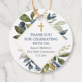 Blaues Grünfolien Gold erste Kommunion Taufe Geschenkanhänger