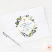 Blaues Grünfolien Gold erste Kommunion Taufe Runder Aufkleber (Umschlag)