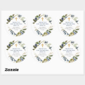 Blaues Grünfolien Gold erste Kommunion Taufe Runder Aufkleber (Blatt)