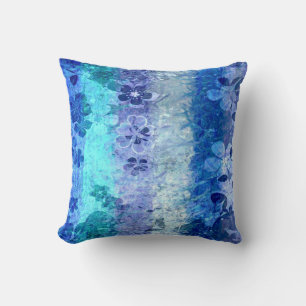 Blaues Grunge-Vintage-Blumenmuster Kissen