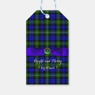 BLAUES GRÜNschottischer TARTAN MIT WEIHNACHTSbög Geschenkanhänger