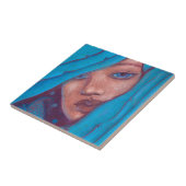 Blaues Haar Meerjungfrau Portrait Fantasy Pastel M Fliese (Seite)