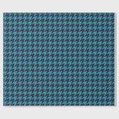 Blaues Hahnentrittmuster Textile Muster Geschenkpapier (Flach)