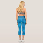 Blaues Hahnentrittmuster Wiederholungsmuster Capri Leggings (Rückseite)