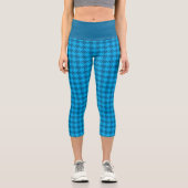 Blaues Hahnentrittmuster Wiederholungsmuster Capri Leggings (Vorderseite)