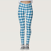 Blaues Hahnentrittmuster Wiederholungsmuster Leggings (Vorderseite)