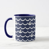 Blaues Hai-Fin-Monogramm-Tasse Tasse (Links)