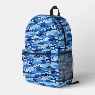 Blaues Hai Muster Bedruckter Rucksack