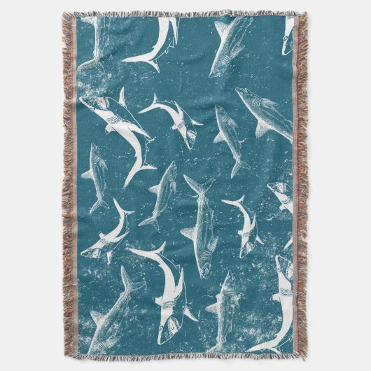 Blaues Hai-Muster Decke (Vorderseite Vertikal)