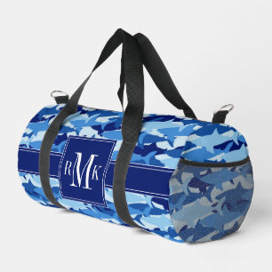 Blaues Hai Muster Duffle Bag