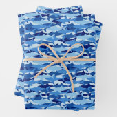 Blaues Hai Muster Geschenkpapier Set (Beispiel)
