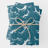 Blaues Hai-Muster Geschenkpapier Set (Beispiel)